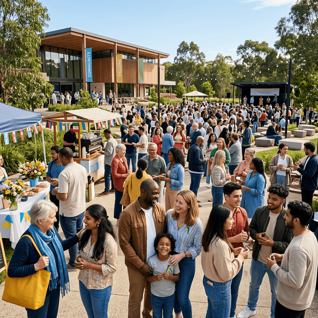 Diverse community gathering